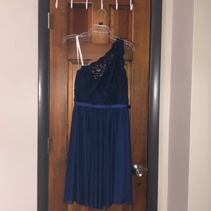 Navy Blue One Shoulder Dress